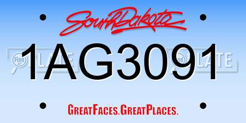 1AG3091 South Dakota License Plate
