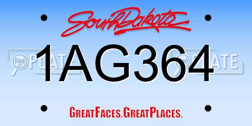1AG364 South Dakota License Plate