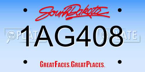 1AG408 South Dakota License Plate