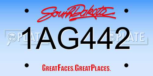 1AG442 South Dakota License Plate