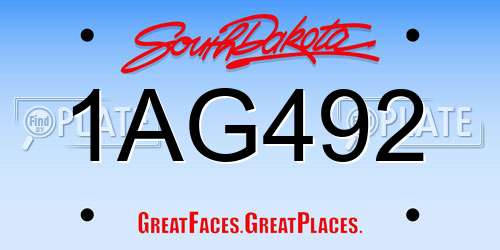 1AG492 South Dakota License Plate