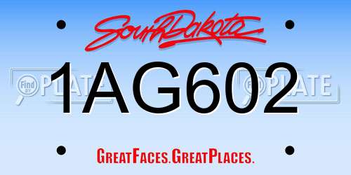 1AG602 South Dakota License Plate