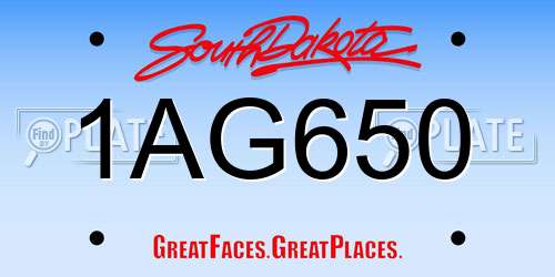 1AG650 South Dakota License Plate