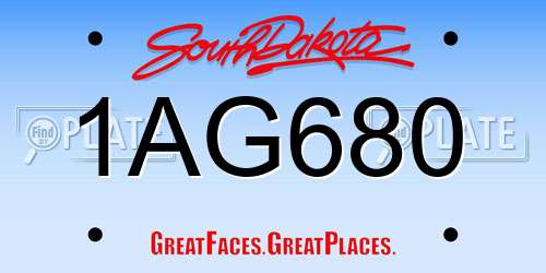 1AG680 South Dakota License Plate