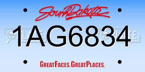 1AG6834 South Dakota License Plate