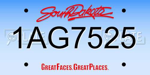 1AG7525 South Dakota License Plate