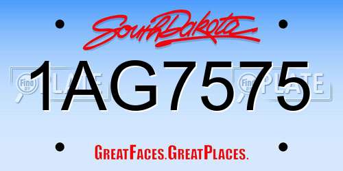 1AG7575 South Dakota License Plate