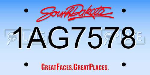 1AG7578 South Dakota License Plate