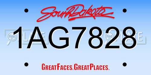 1AG7828 South Dakota License Plate