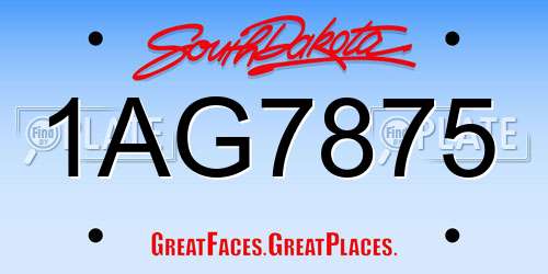 1AG7875 South Dakota License Plate