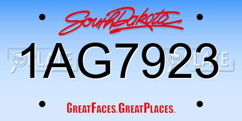 1AG7923 South Dakota License Plate