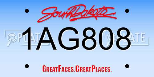 1AG808 South Dakota License Plate