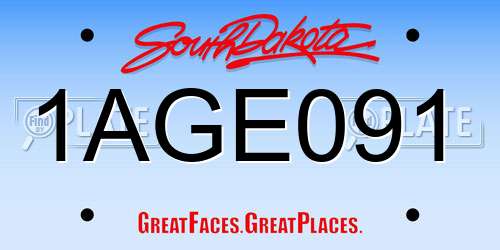 1AGE091 South Dakota License Plate