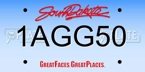 1AGG50 South Dakota License Plate