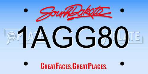 1AGG80 South Dakota License Plate