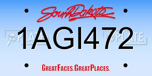 1AGI472 South Dakota License Plate