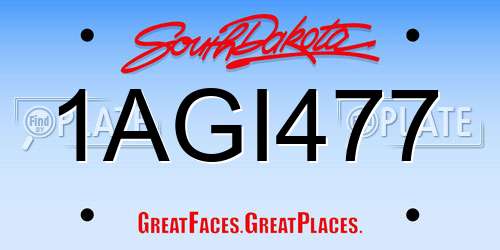 1AGI477 South Dakota License Plate