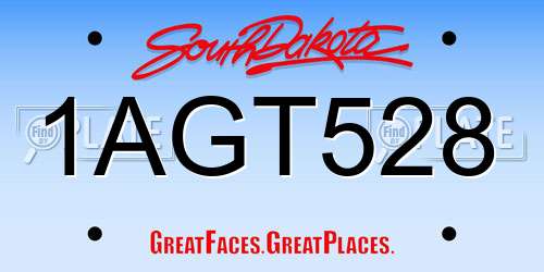 1AGT528 South Dakota License Plate