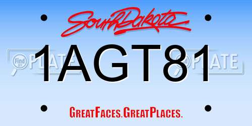 1AGT81 South Dakota License Plate