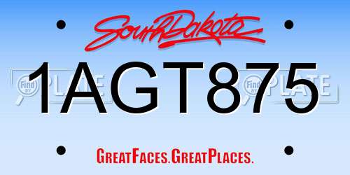 1AGT875 South Dakota License Plate
