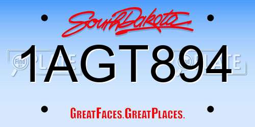 1AGT894 South Dakota License Plate