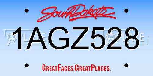 1AGZ528 South Dakota License Plate
