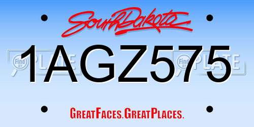 1AGZ575 South Dakota License Plate