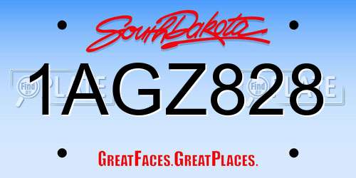 1AGZ828 South Dakota License Plate