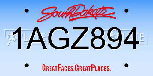 1AGZ894 South Dakota License Plate