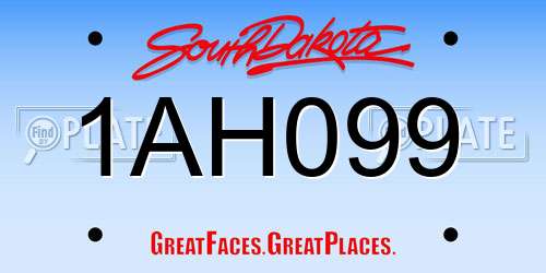 1AH099 South Dakota License Plate