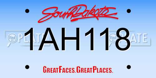 1AH118 South Dakota License Plate
