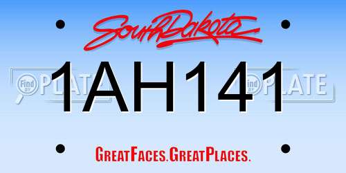 1AH141 South Dakota License Plate
