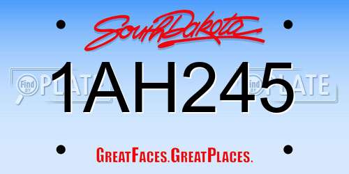 1AH245 South Dakota License Plate