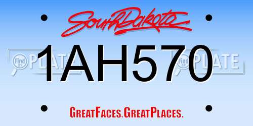 1AH570 South Dakota License Plate