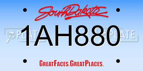 1AH880 South Dakota License Plate