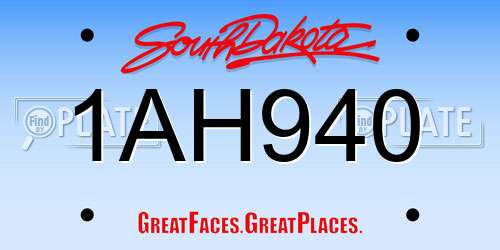 1AH940 South Dakota License Plate