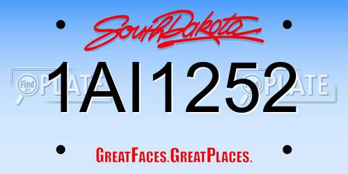 1AI1252 South Dakota License Plate