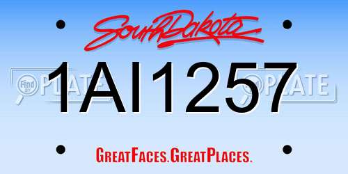 1AI1257 South Dakota License Plate