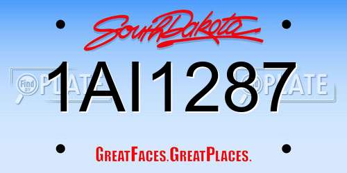 1AI1287 South Dakota License Plate