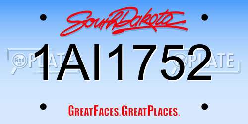 1AI1752 South Dakota License Plate