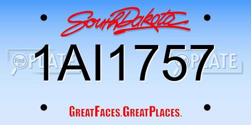 1AI1757 South Dakota License Plate