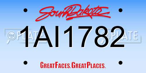 1AI1782 South Dakota License Plate