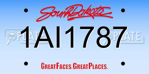 1AI1787 South Dakota License Plate