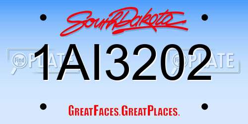 1AI3202 South Dakota License Plate
