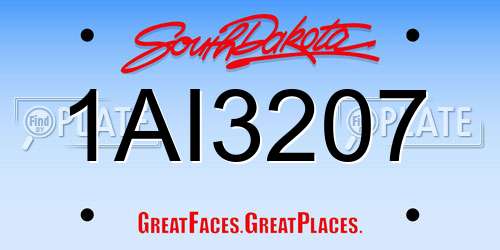1AI3207 South Dakota License Plate