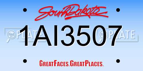 1AI3507 South Dakota License Plate