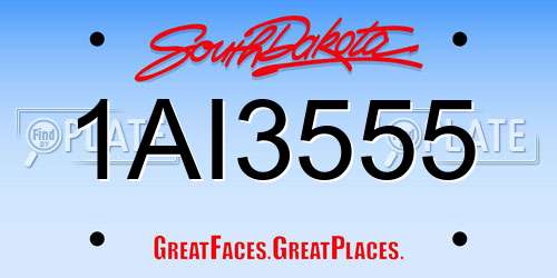 1AI3555 South Dakota License Plate
