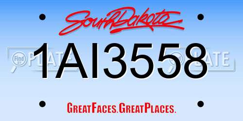 1AI3558 South Dakota License Plate