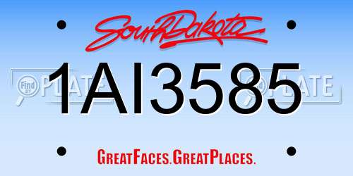 1AI3585 South Dakota License Plate