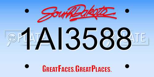 1AI3588 South Dakota License Plate